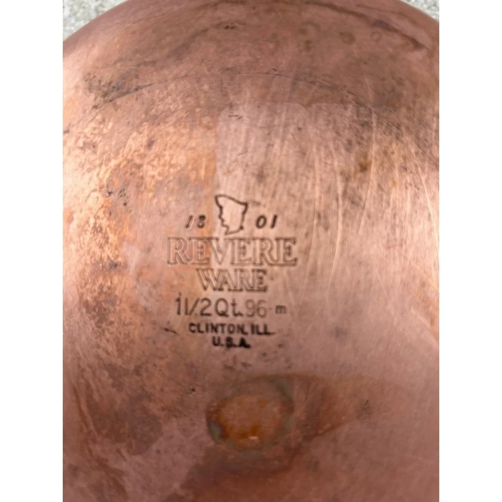 Vintage Revere Ware 1 1/2 Quart Stainless Steel Saucepan Copper Clad Bottom